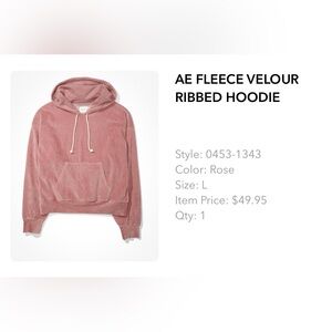 AE FLEECE VELOUR RIBBED HOODIE